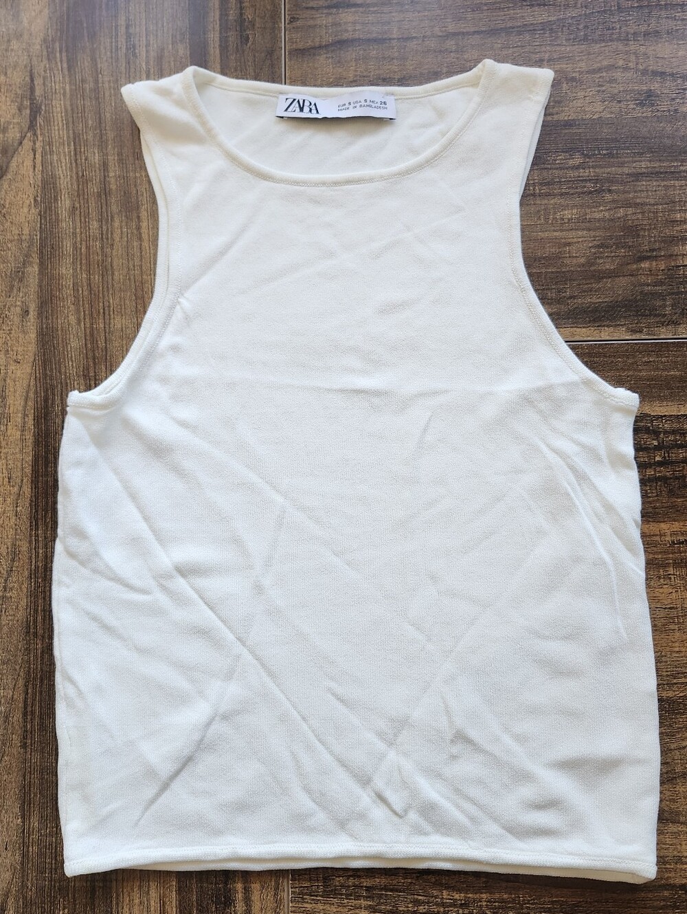 Zara Cream Sleeveless Knit Tank Top Minimalist Layering Shell Small Luxury